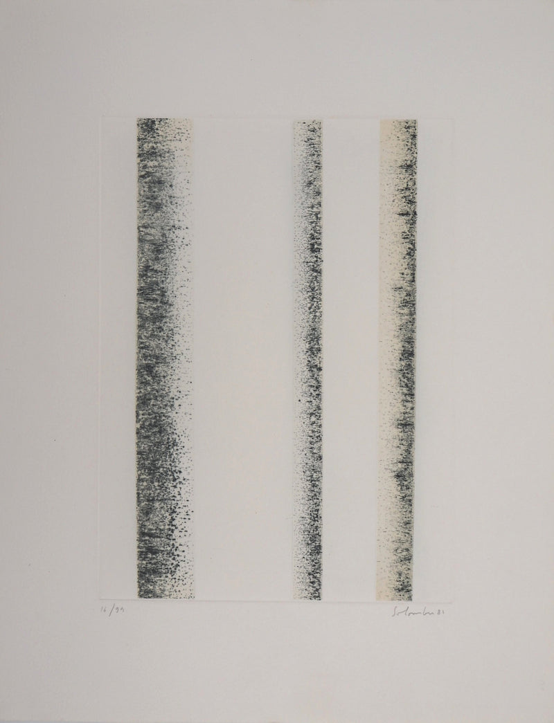 Jean SOLOMBRE : Troncs de bouleaux, 1981 - Gravure