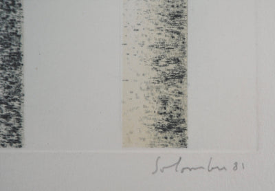 Jean SOLOMBRE : Troncs de bouleaux, 1981 - Gravure (détail)