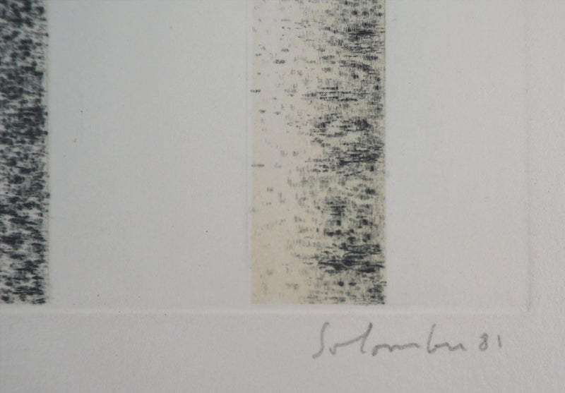 Jean SOLOMBRE : Troncs de bouleaux, 1981 - Gravure (détail)