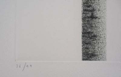 Jean SOLOMBRE : Troncs de bouleaux à deux, 1981 - Gravure (détail)