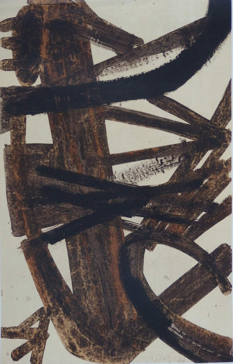 Pierre SOULAGES : Antagonismes, 1960 - Lithographie (détail)