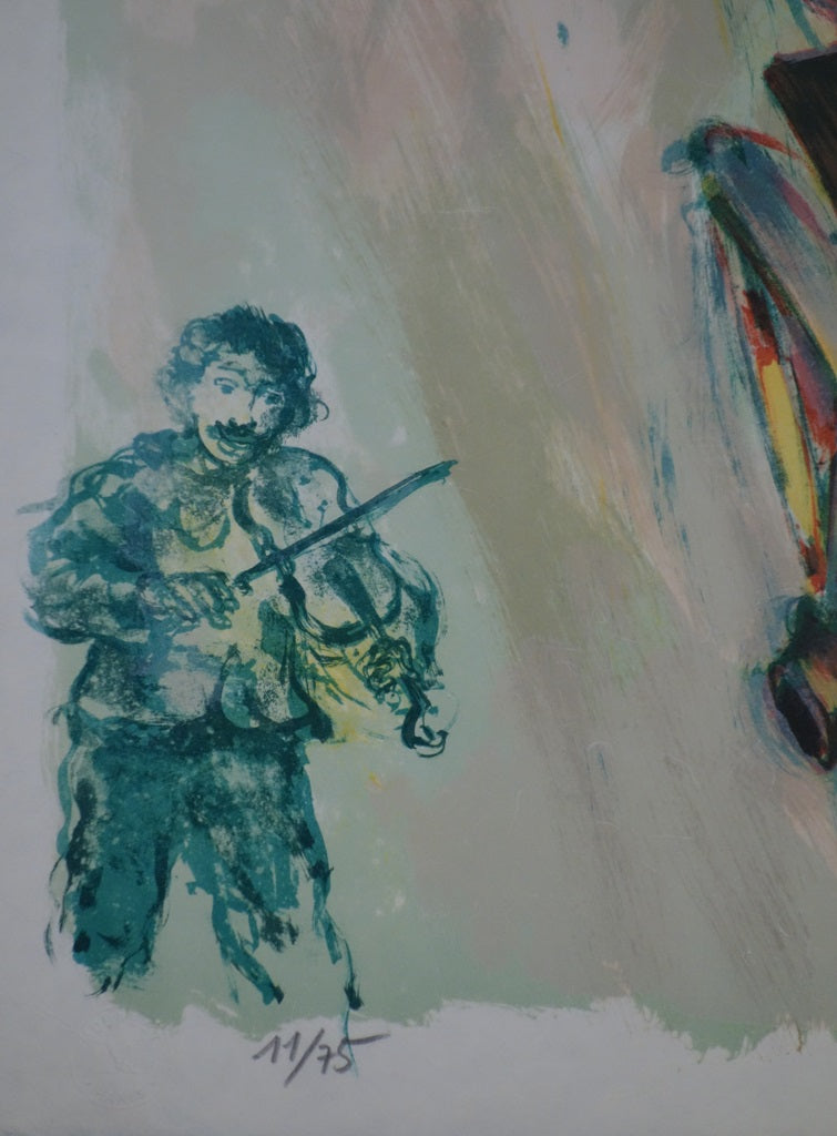 Walter SPITZER : Le retour des mariés - Lithographie (détail)
