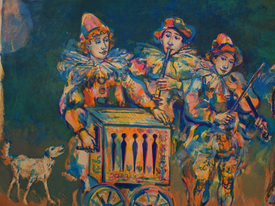 Walter SPITZER : Les saltimbanques musiciens - Lithographie (détail)