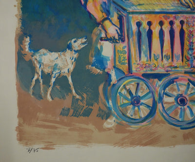 Walter SPITZER : Les saltimbanques musiciens - Lithographie (détail)
