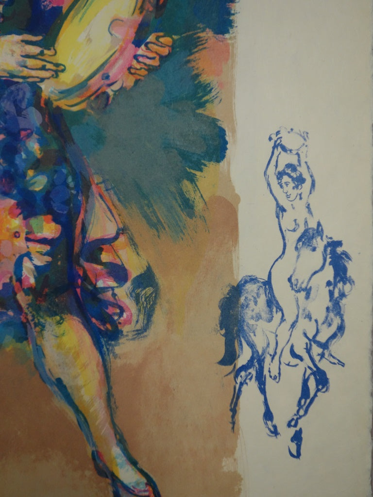 Walter SPITZER : Les saltimbanques musiciens - Lithographie (détail)