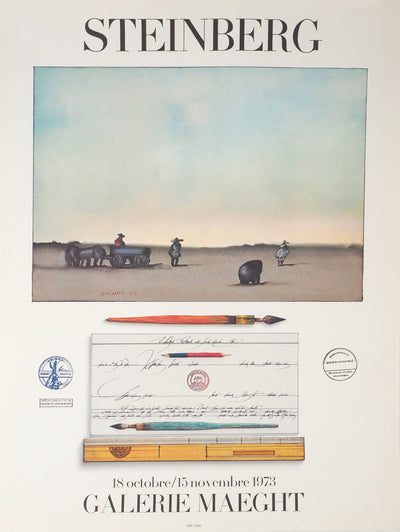 Saül STEINBERG : Arrivée dans le désert, 1973 - Affiche