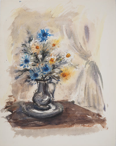 Aimé Daniel STEINLEN : Nature morte : fleurs de printemps, vers 1960 - Aquarelle