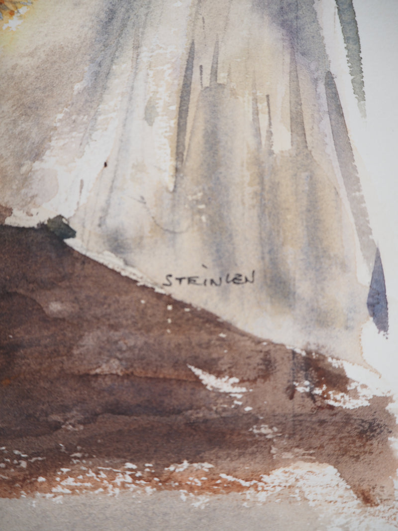 Aimé Daniel STEINLEN : Nature morte : fleurs de printemps, vers 1960 - Aquarelle (détail)