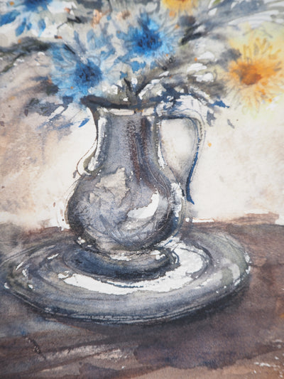 Aimé Daniel STEINLEN : Nature morte : fleurs de printemps, vers 1960 - Aquarelle (détail)