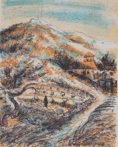 Aimé Daniel STEINLEN : Abords d'Aix, Chemin vers la Sainte Victoire - Lithographie