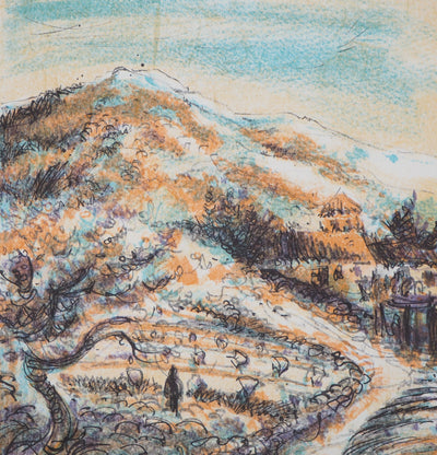 Aimé Daniel STEINLEN : Abords d'Aix, Chemin vers la Sainte Victoire - Lithographie (détail)