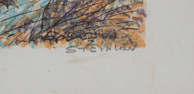 Aimé Daniel STEINLEN : Abords d'Aix, Chemin vers la Sainte Victoire - Lithographie (détail)