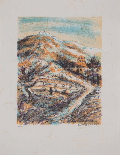 Aimé Daniel STEINLEN : Abords d'Aix, Chemin vers la Sainte Victoire - Lithographie (détail)