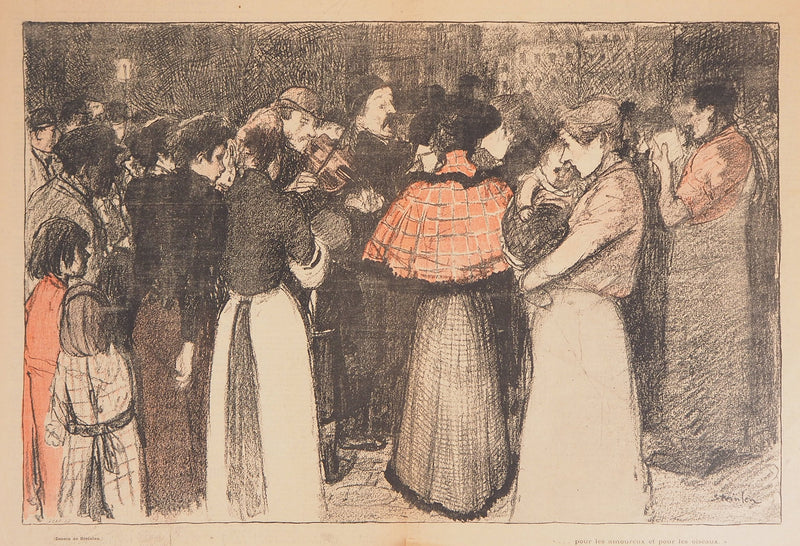 Théophile Alexandre STEINLEN : La foule écoutant le violoniste - Lithographie
