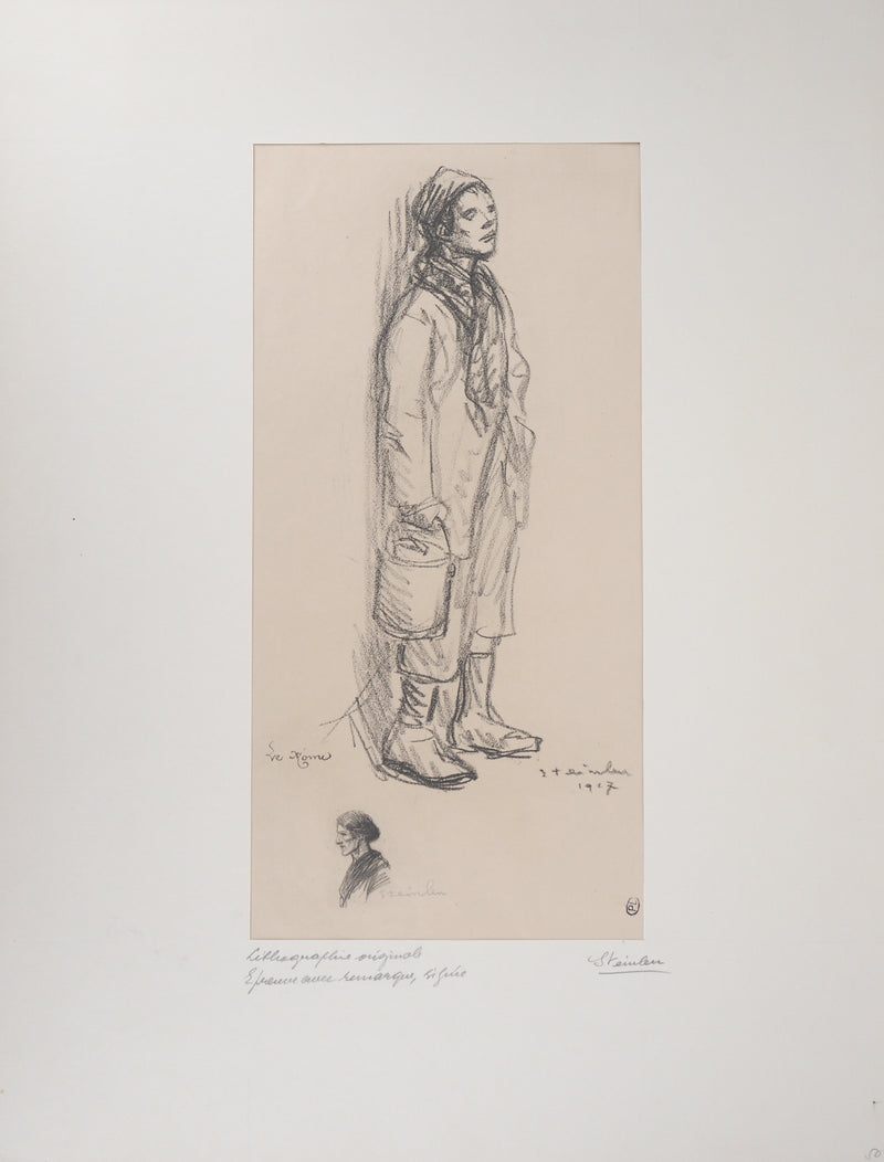 Théophile Alexandre STEINLEN : Le môme - Lithographie (détail)