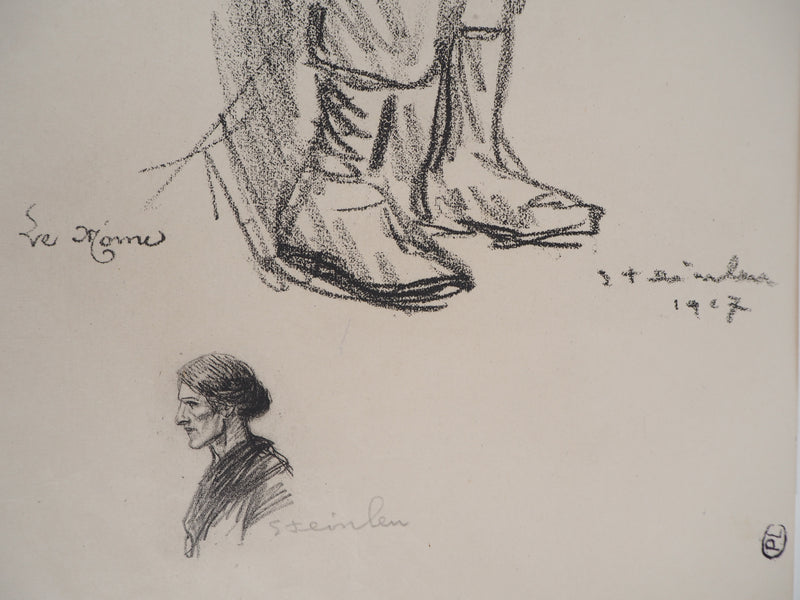 Théophile Alexandre STEINLEN : Le môme - Lithographie (détail)