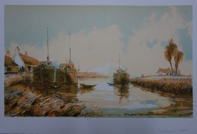 Aimé Daniel STEINLEN : Le port tranquille - Lithographie (détail)