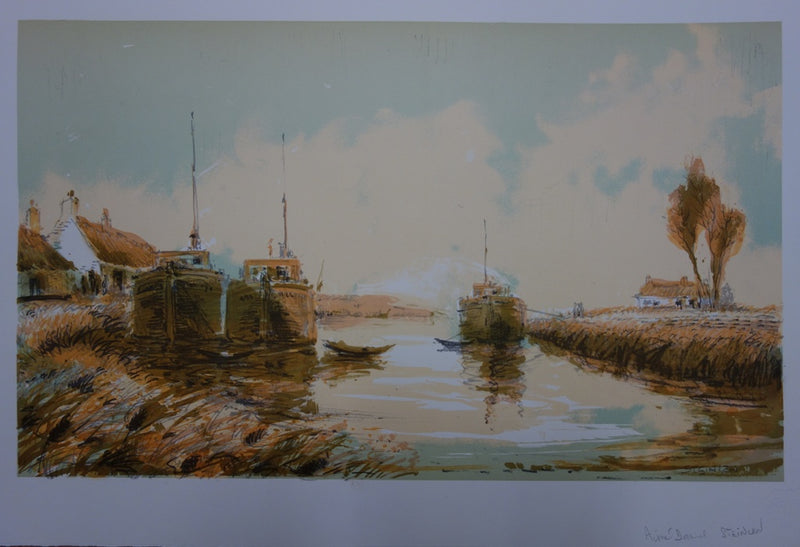 Aimé Daniel STEINLEN : Le port tranquille - Lithographie (détail)