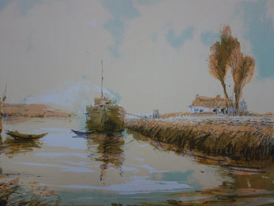 Aimé Daniel STEINLEN : Le port tranquille - Lithographie (détail)