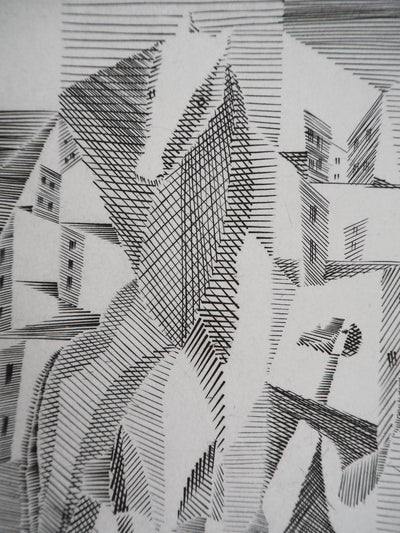 Léopold SURVAGE : Cavalier cubiste - Gravure (détail)