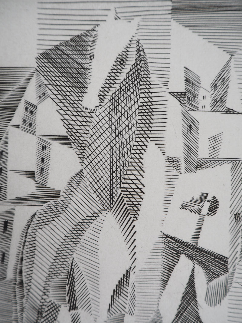 Léopold SURVAGE : Cavalier cubiste - Gravure (détail)