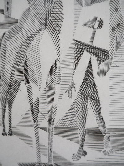 Léopold SURVAGE : Cavalier cubiste - Gravure (détail)