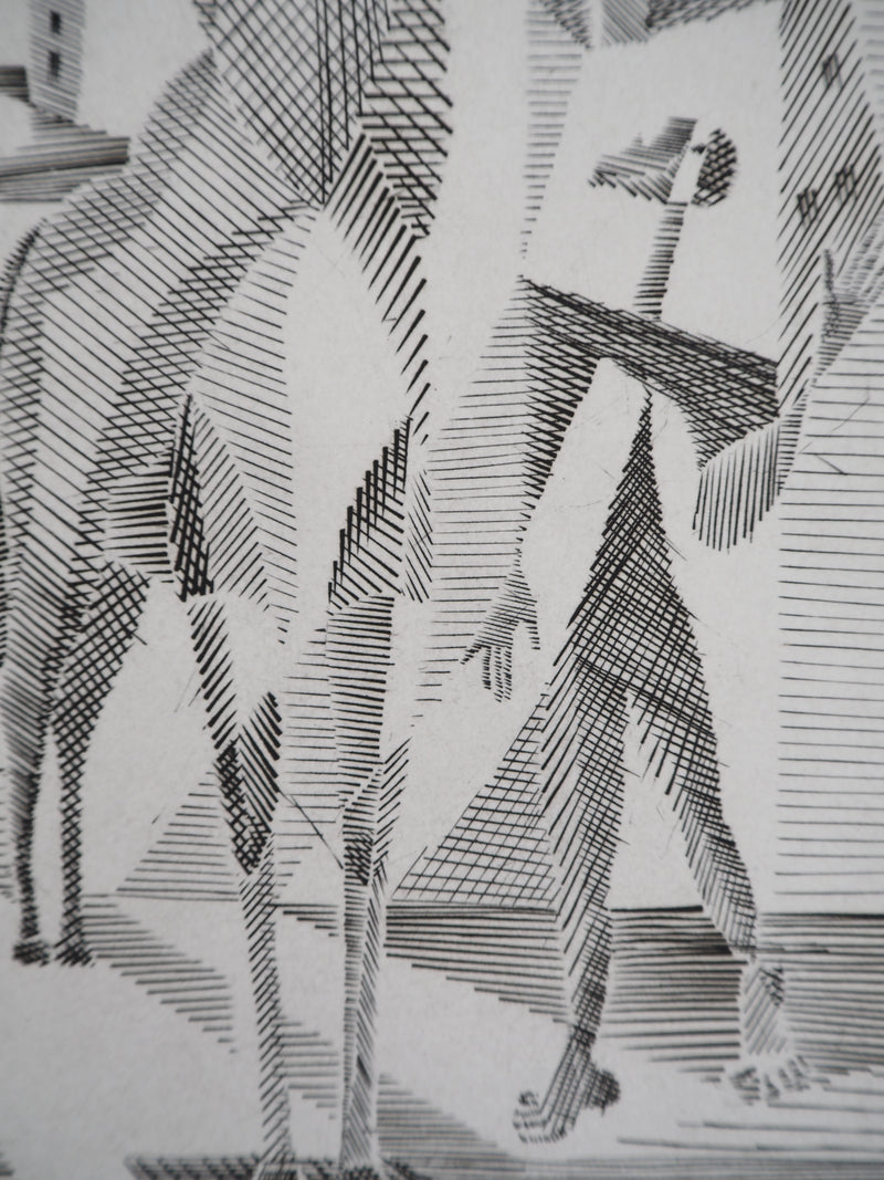 Léopold SURVAGE : Cavalier cubiste - Gravure (détail)