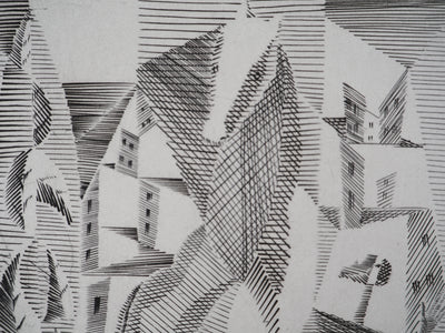 Léopold SURVAGE : Cavalier cubiste - Gravure (détail)