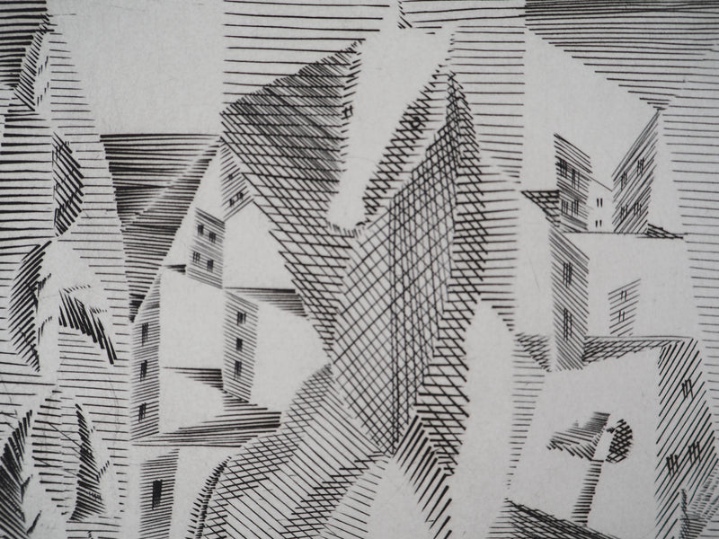 Léopold SURVAGE : Cavalier cubiste - Gravure (détail)