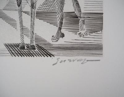 Léopold SURVAGE : Cavalier cubiste - Gravure (détail)