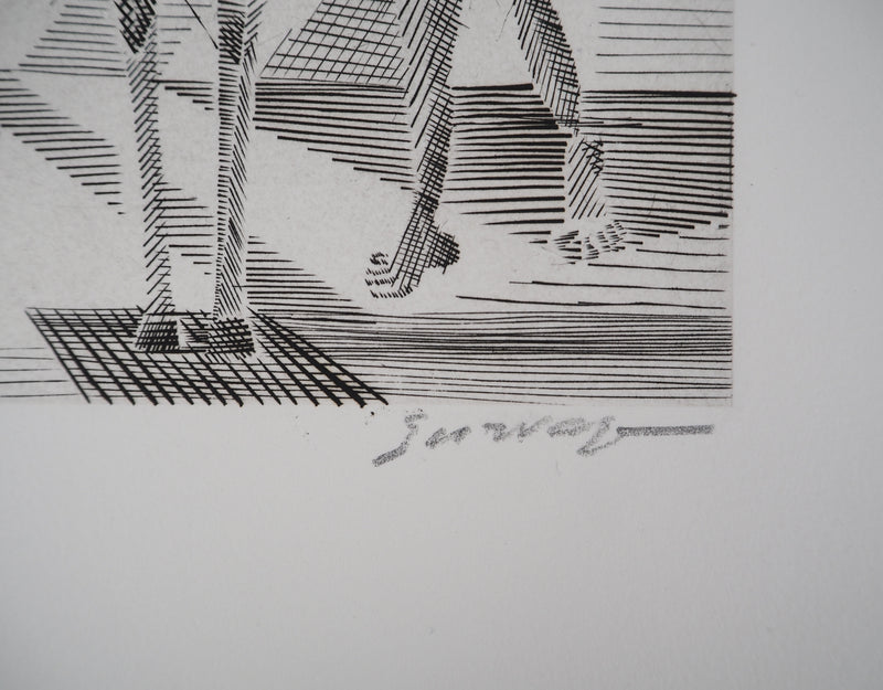 Léopold SURVAGE : Cavalier cubiste - Gravure (détail)