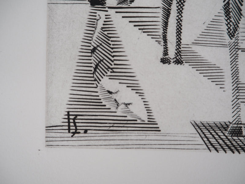 Léopold SURVAGE : Cavalier cubiste - Gravure (détail)