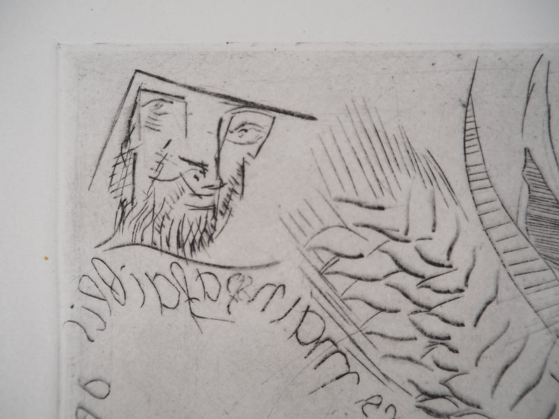 Léopold SURVAGE : Personnage aux rameaux - Gravure (détail)