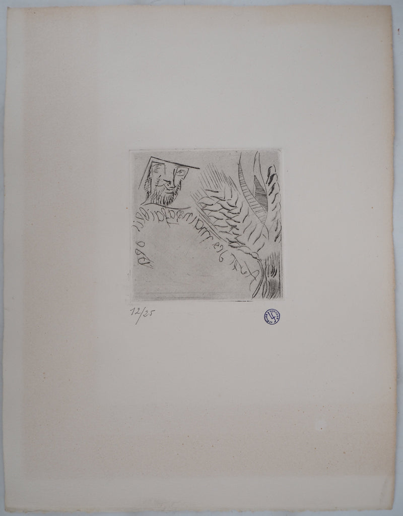 Léopold SURVAGE : Personnage aux rameaux - Gravure (détail)