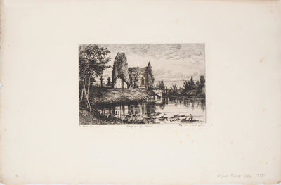 Alfred TAIEE : Criqueboeuf (Calvados) - Gravure (détail)
