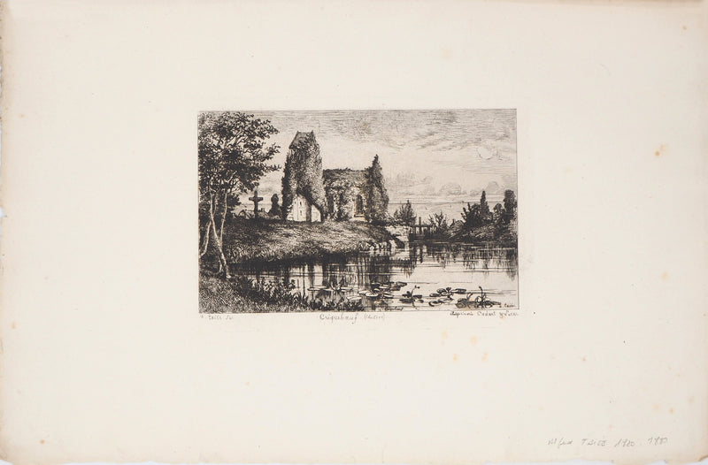 Alfred TAIEE : Criqueboeuf (Calvados) - Gravure (détail)