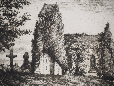 Alfred TAIEE : Criqueboeuf (Calvados) - Gravure (détail)
