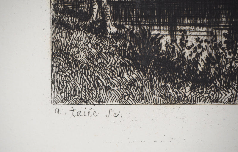 Alfred TAIEE : Criqueboeuf (Calvados) - Gravure (détail)