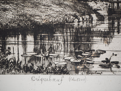 Alfred TAIEE : Criqueboeuf (Calvados) - Gravure (détail)