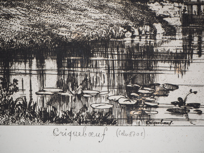 Alfred TAIEE : Criqueboeuf (Calvados) - Gravure (détail)