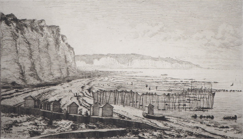 Alfred TAIEE : Dieppe, les pêcheries - Gravure