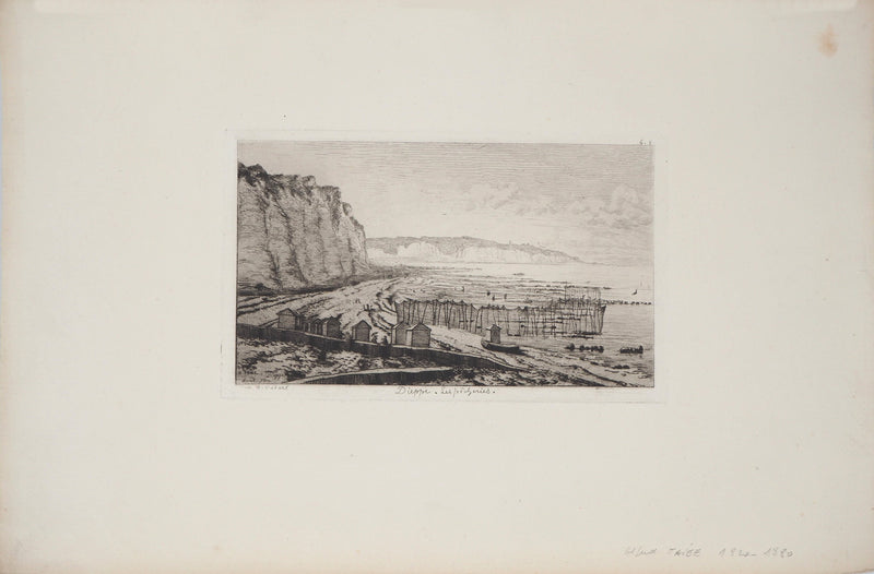 Alfred TAIEE : Dieppe, les pêcheries - Gravure (détail)