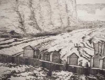 Alfred TAIEE : Dieppe, les pêcheries - Gravure (détail)