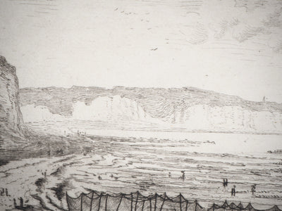 Alfred TAIEE : Dieppe, les pêcheries - Gravure (détail)