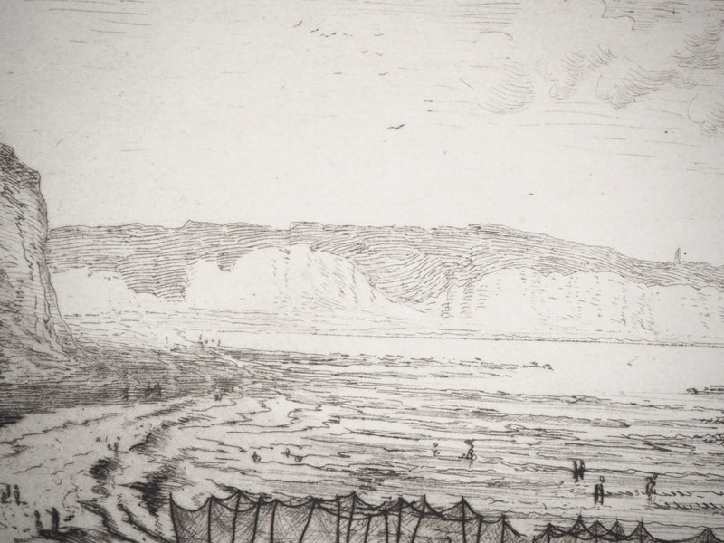 Alfred TAIEE : Dieppe, les pêcheries - Gravure (détail)