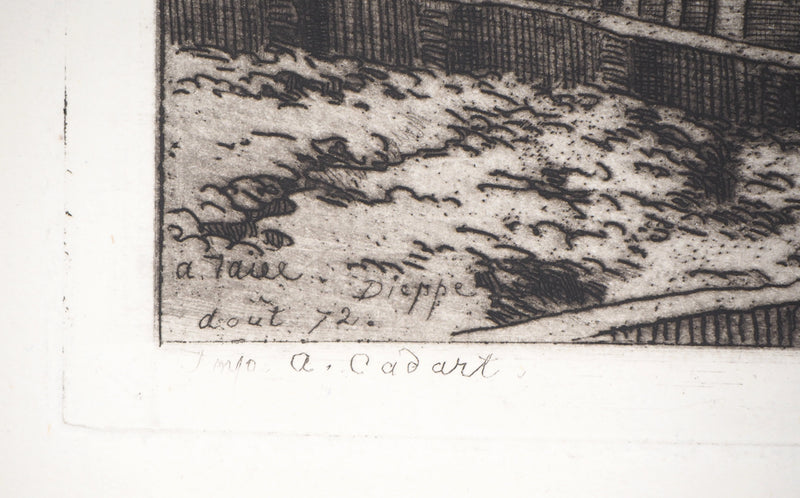 Alfred TAIEE : Dieppe, les pêcheries - Gravure (détail)