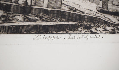 Alfred TAIEE : Dieppe, les pêcheries - Gravure (détail)