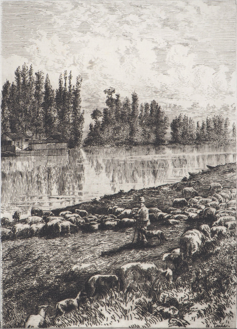 Alfred TAIEE : Parc à moutons - Gravure