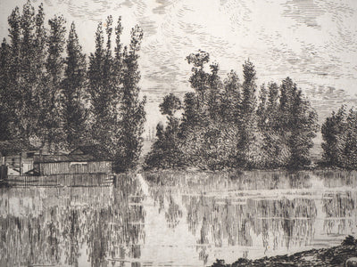 Alfred TAIEE : Parc à moutons - Gravure (détail)