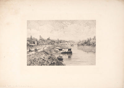 Alfred TAIEE : Péniche Bain - Gravure (détail)